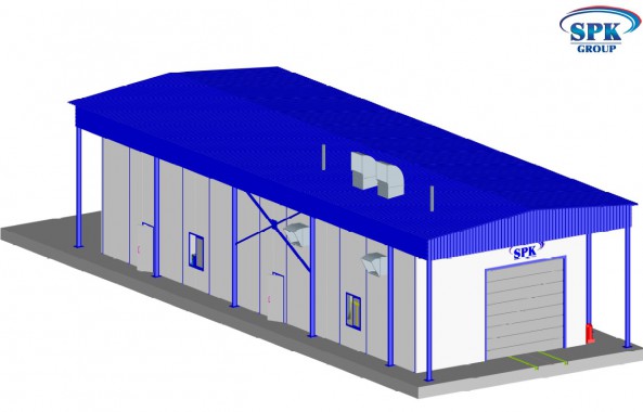 Уличная покрасочно-сушильная камера для металлоконструкций SPK-12.6.5 Уличная покрасочно-сушильная камера для металлоконструкций SPK GROUP
