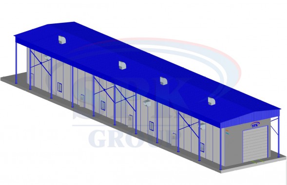 Проходная моечно-дождевальная камера в составе комплекса подготовки и окраски электровозов SPK GROUP 