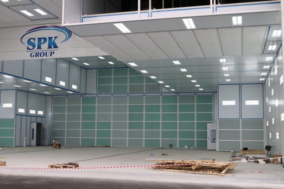 Покрасочно-сушильная камера для самолетов Airbus в Авиационно-техническом центре Покрасочно-сушильная камера SPK GROUP для самолетов Airbus в Авиационно-техническом центре