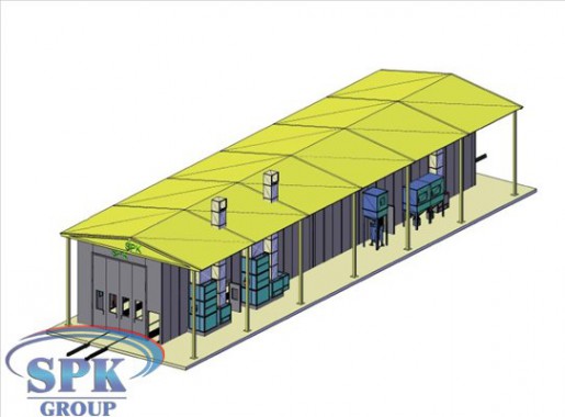 Дробеструйная камера, совмещенная с окрасочно-сушильной уличного исполнения SPK-42.5.5 Дробеструйная камера, совмещенная с окрасочно-сушильной уличного исполнения SPK GROUP