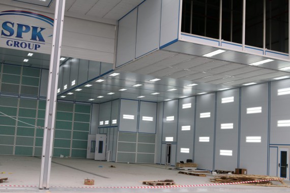 Покрасочно-сушильная камера для самолетов Airbus в Авиационно-техническом центре Покрасочно-сушильная камера SPK GROUP для самолетов Airbus в Авиационно-техническом центре