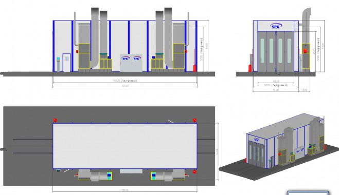 Тупиковая покрасочно-сушильная камера для грузового автотранспорта SPK-15.5.5 Камера тупикового типа SPK GROUP для грузового транспорта
