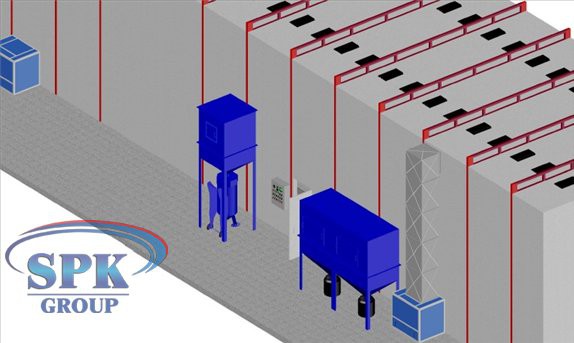 Дробеструйная камера, совмещенная с окрасочно-сушильной уличного исполнения SPK-42.5.5 Дробеструйная камера, совмещенная с окрасочно-сушильной уличного исполнения SPK GROUP