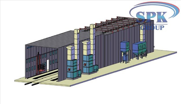 Дробеструйная камера, совмещенная с окрасочно-сушильной уличного исполнения SPK-42.5.5 Дробеструйная камера, совмещенная с окрасочно-сушильной уличного исполнения SPK GROUP