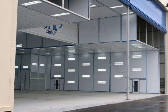 Покрасочно-сушильная камера для самолетов Airbus в Авиационно-техническом центре Покрасочно-сушильная камера SPK GROUP для самолетов Airbus в Авиационно-техническом центре