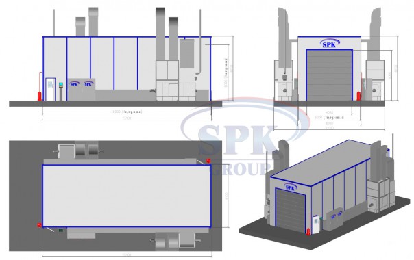 Окрасочно-сушильная камера для спецтехники SPK-15.6.6 Покраска спецтехники на оборудовании SPK GROUP