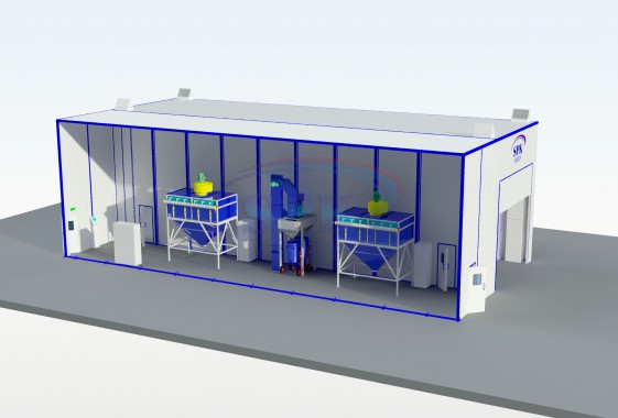 Дробеструйная камера уличного исполнения проходного типа SPK 20.11.7 Дробеструйная камера уличного исполнения проходного типа SPK GROUP