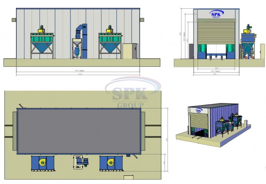 Дробеструйная камера внутреннего исполнения проходного типа SPK GROUP