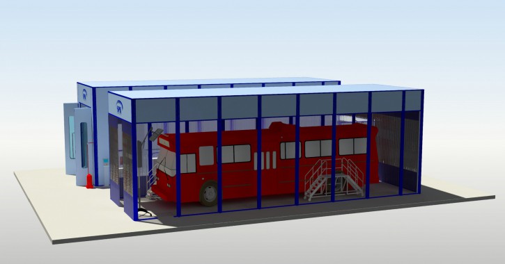 Комплекс для подготовки и окраски автобусов и троллейбусов SPK-16.5.5 Оборудование для подготовки и окраски автобусов от SPK GROUP