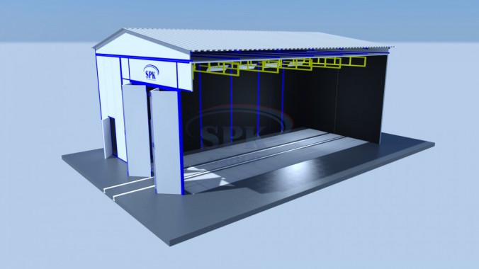 Тупиковая уличная абразивоструйная камера для металлоконструкций SPK GROUP