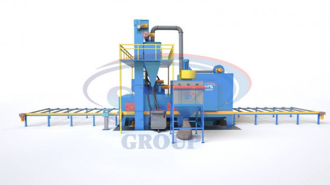 Дробемётная установка проходного типа с рольгангом для очистки металлопроката SPK GROUP