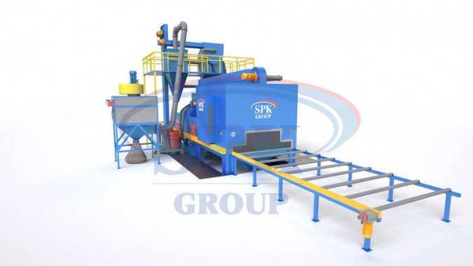 Дробемётная установка проходного типа с рольгангом для очистки металлопроката SPK GROUP