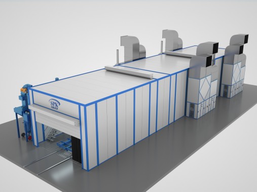 Комплекс подготовки поверхности, окраски и сушки проходного типа SPK-29.6.4 Комплекс подготовки поверхности, окраски и сушки проходного типа SPK GROUP