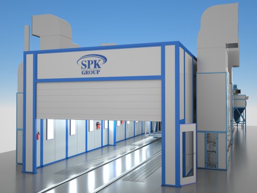 Комплекс подготовки поверхности, окраски и сушки проходного типа SPK-29.6.4 Комплекс подготовки поверхности, окраски и сушки проходного типа SPK GROUP