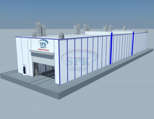 Уличная покрасочно-сушильная камера для путевых машин SPK-55.12.8 Камера покраски SPK GROUP для путевых машин