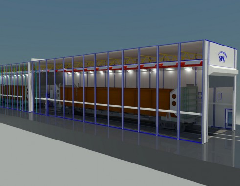 Комплекс подготовки и окраски поверхности проходного типа SPK-60.8.7 Подготовка и окраска жд техники с SPK GROUP