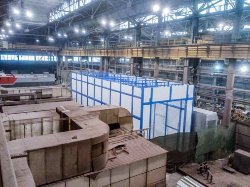 Проходная камера для окраски и сушки кузовов электровозов SPK-P 22.6.7 Камера окраски SPK GROUP проходного типа для электровозов SPK GROUP