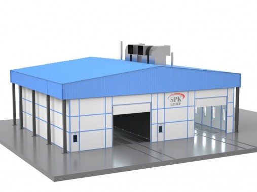 Уличный комплекс подготовки, покраски и сушки поверхности металлоконструкций различного профиля SPK Уличный комплекс подготовки, покраски и сушки поверхности металлоконструкций различного профиля SPK GROUP
