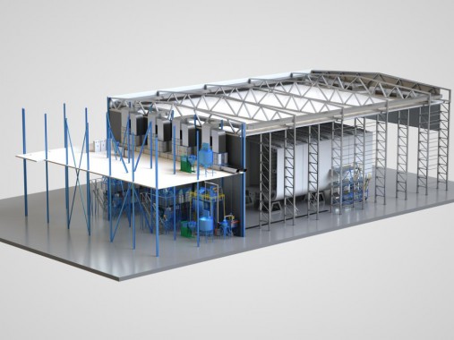 Комплект оборудования SPK для дробеструйной очистки поверхности блоков Комплект оборудования SPK GROUP для дробеструйной очистки поверхности блоков