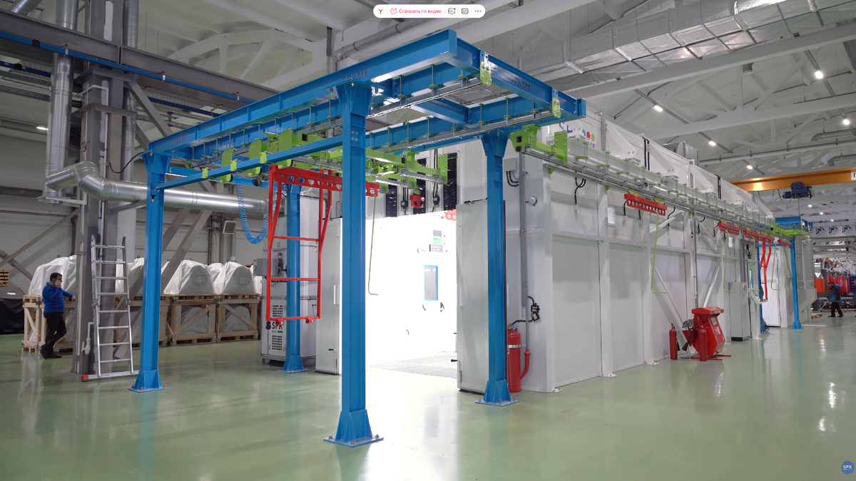 Конвейерная окрасочная линия для деталей мини-погрузчиков