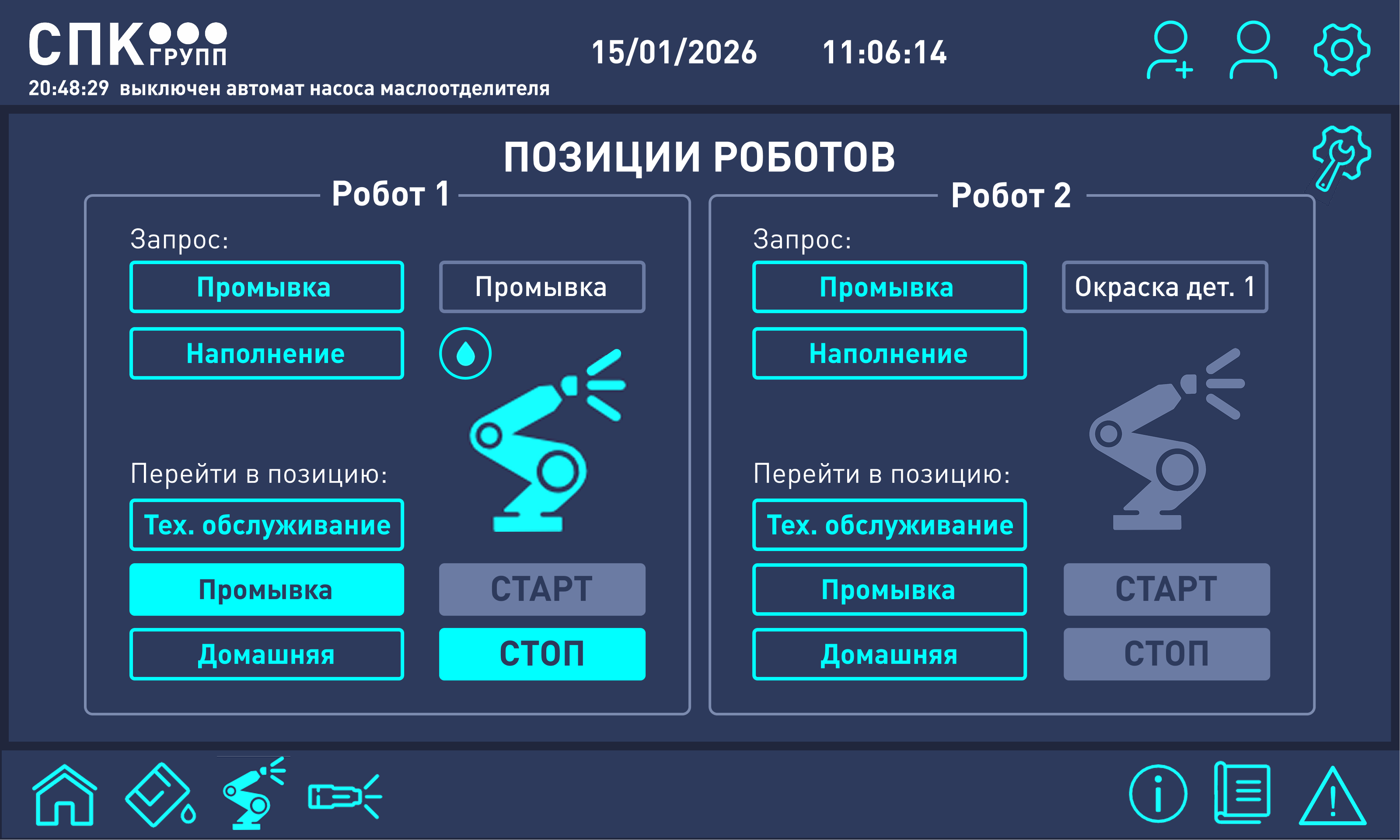 панель управления окрасочным роботом